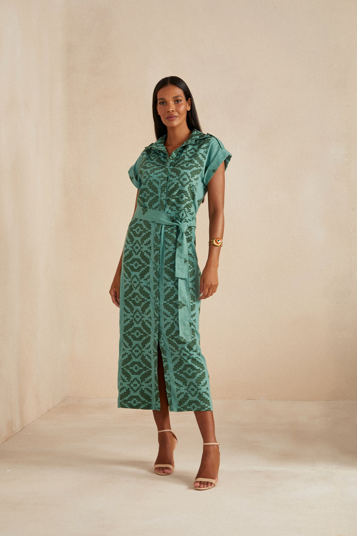 Chemisier Maxi Midi Linen Skunk
