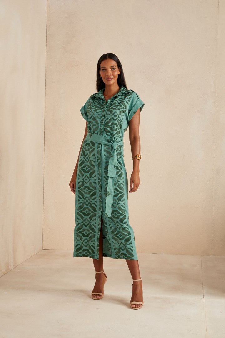 Chemisier Maxi Midi Linen Skunk