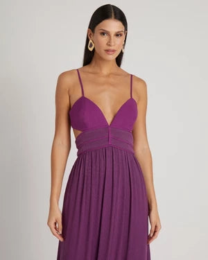 Frutacor Long Dress with Mixed Fabrics