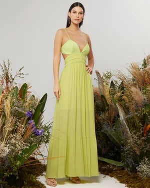 Frutacor Long Dress with Mixed Fabrics
