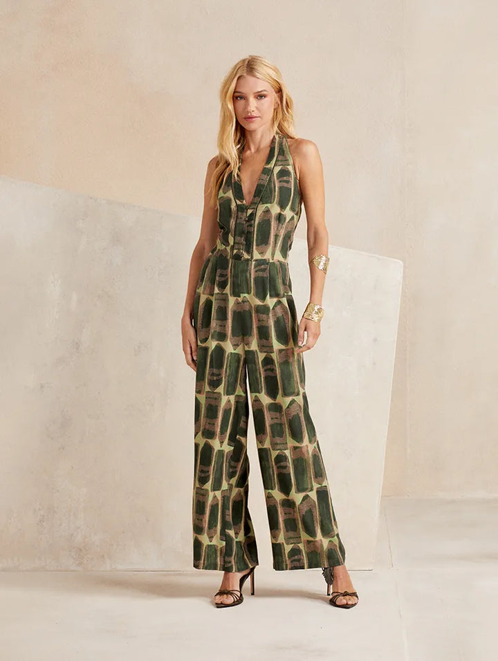 Green Skunk Print Jumpsuit