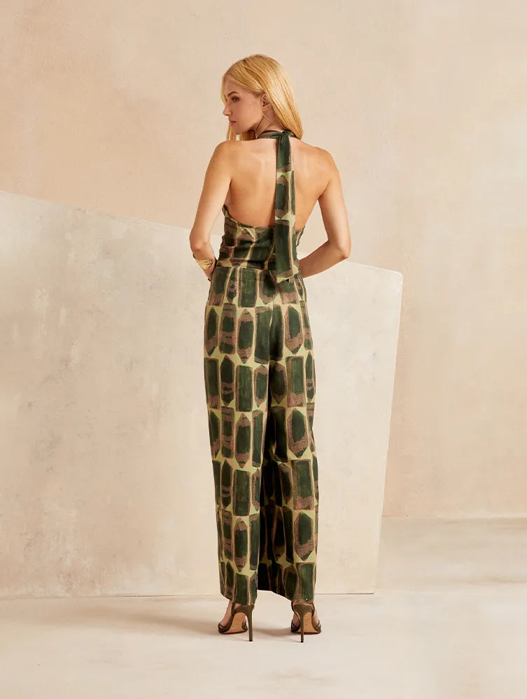 Green Skunk Print Jumpsuit