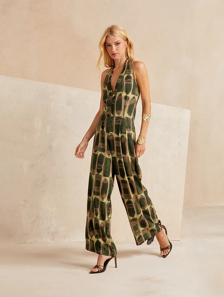 Green Skunk Print Jumpsuit
