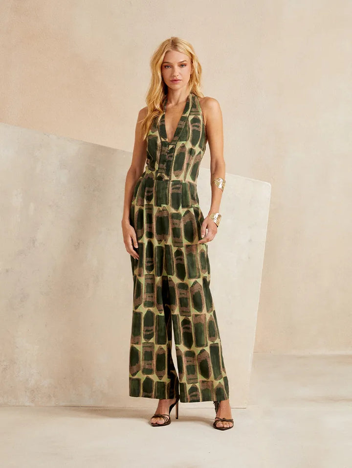 Green Skunk Print Jumpsuit