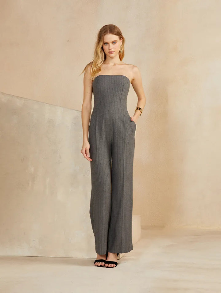 Stripe Metallic Skunk Jumpsuit