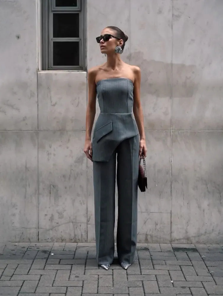 Stripe Metallic Skunk Jumpsuit