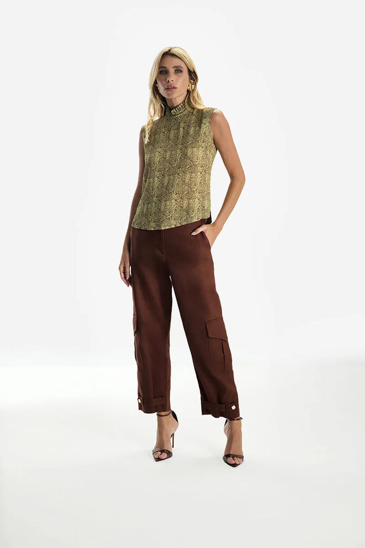 Animal Print Collar Blouse