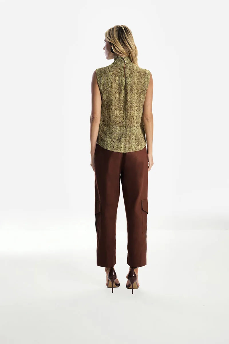 Animal Print Collar Blouse