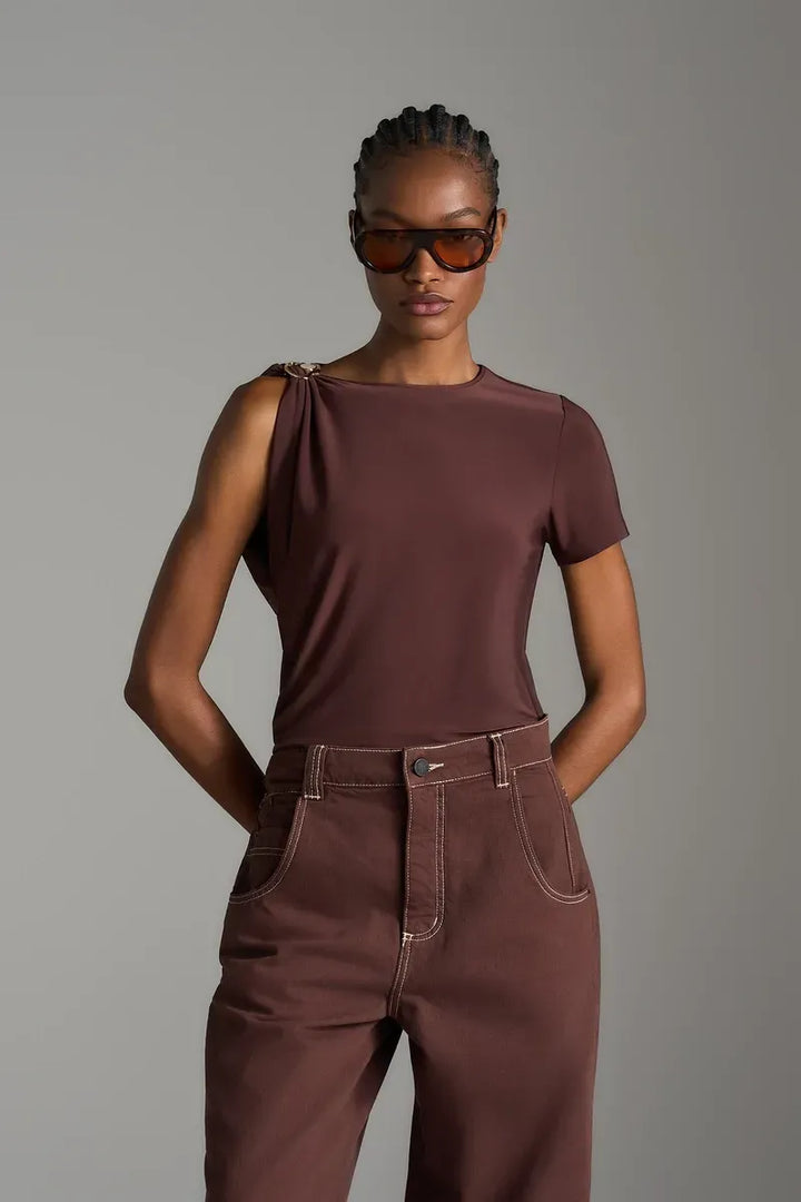 Asymmetrical Metal Blouse