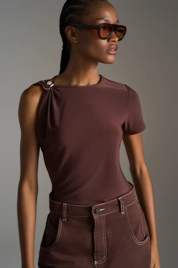 Asymmetrical Metal Blouse