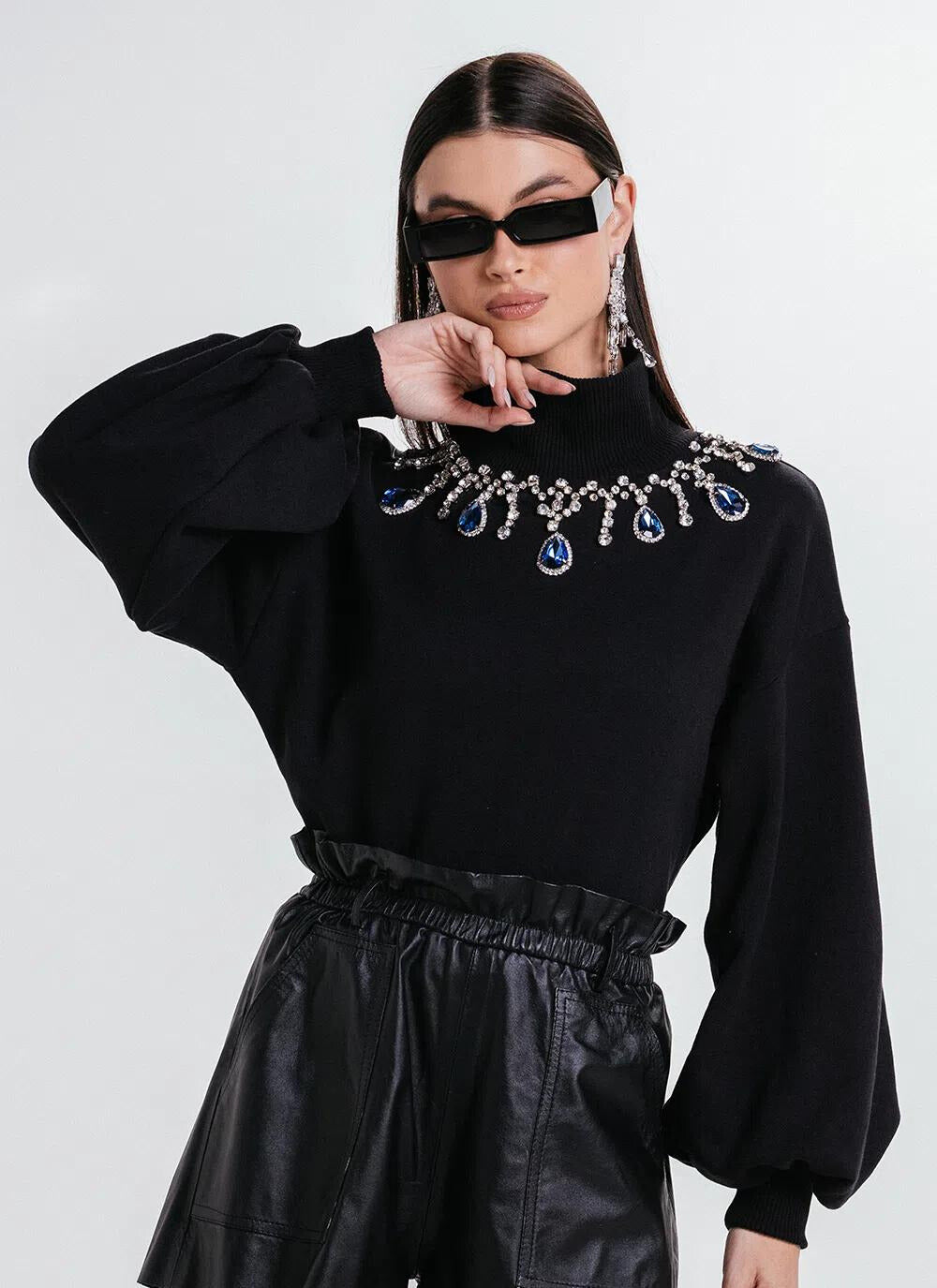 Conjunto Moletom Blusa Bordada Pedra+Calça Charth