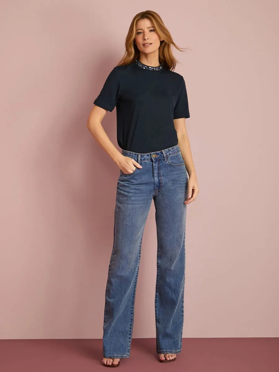 Calça Jeans Reta