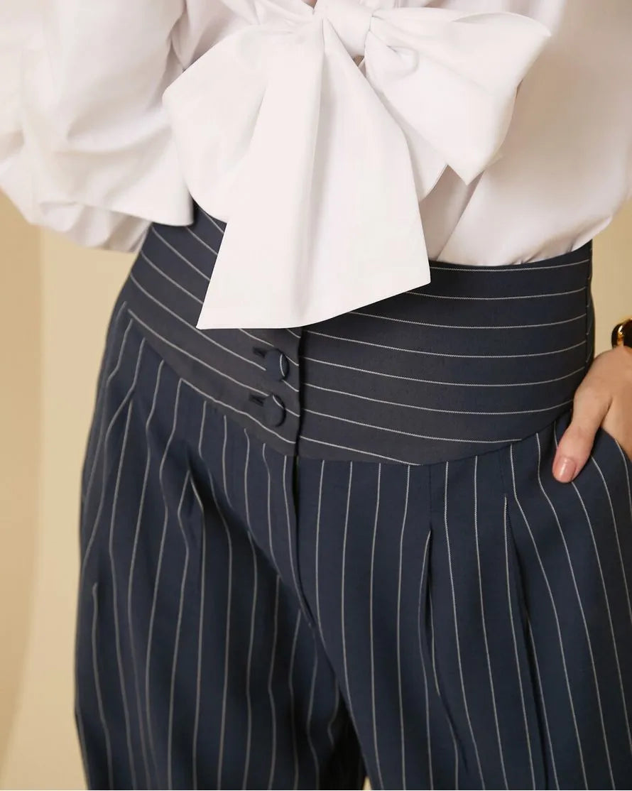 Calça Barrel Risca de Giz