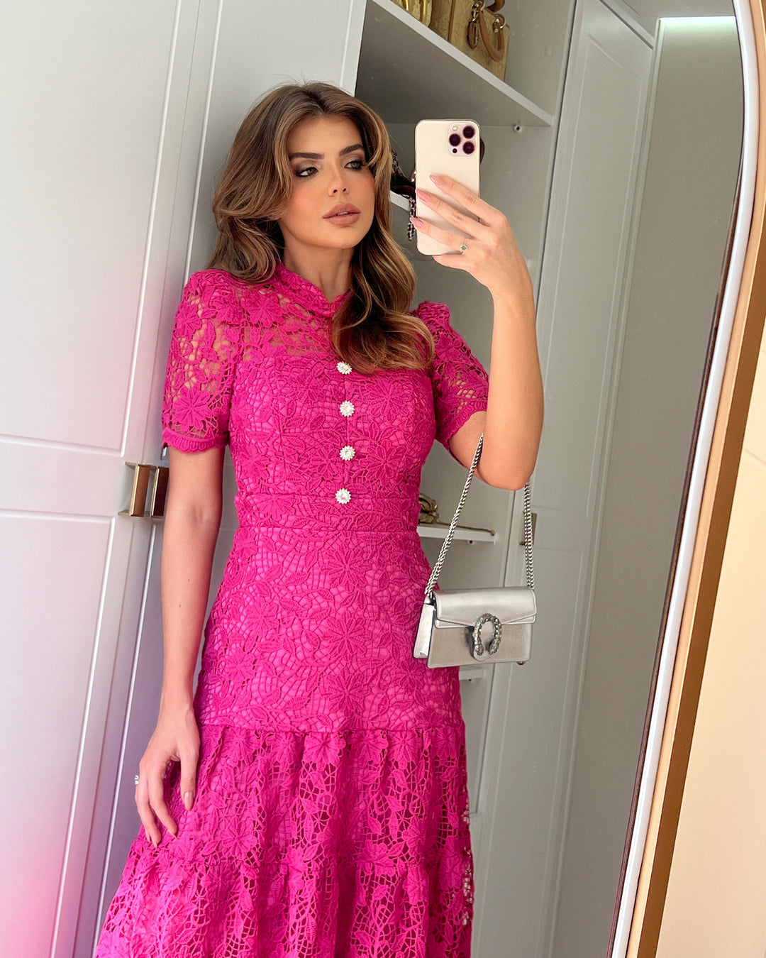 Guipure Lace Midi Dress