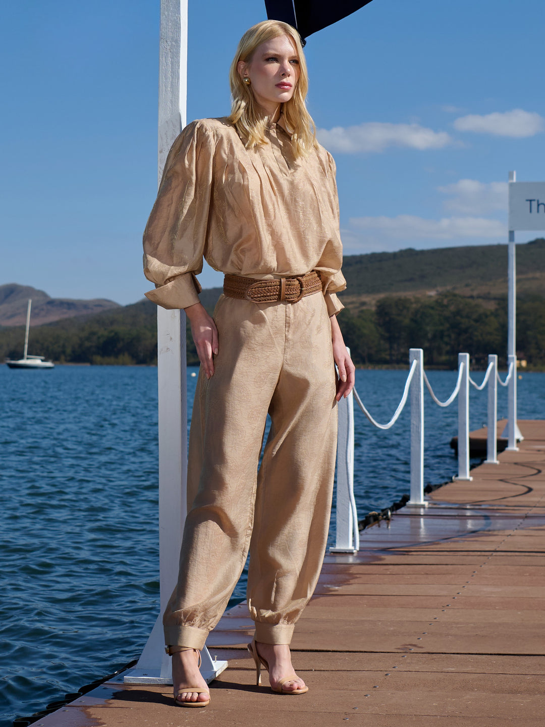 Calça Aladim Jacquard Organza