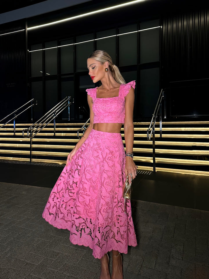 Cropped Set + Pink Lemonade Midi Skirt