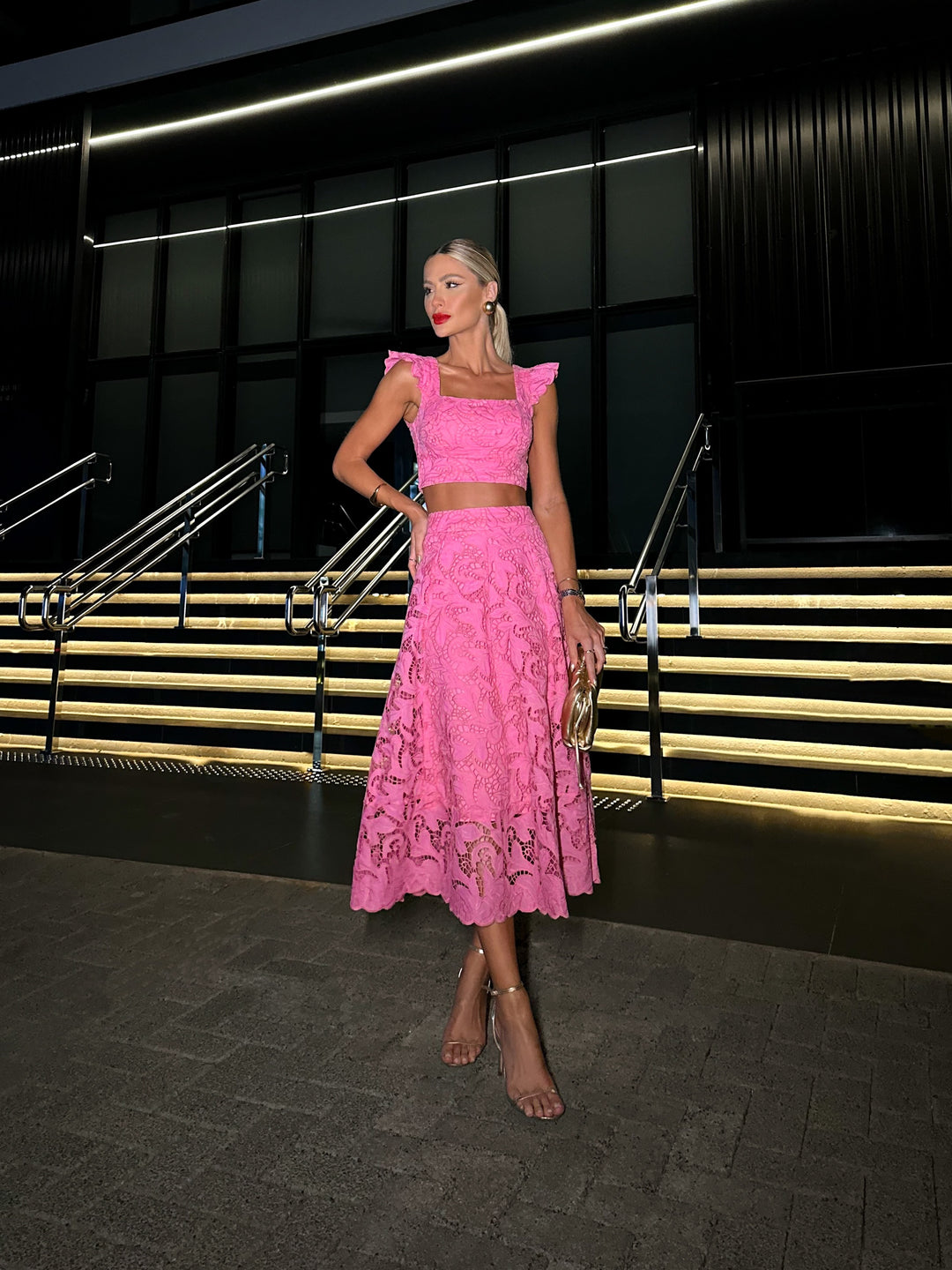 Cropped Set + Pink Lemonade Midi Skirt