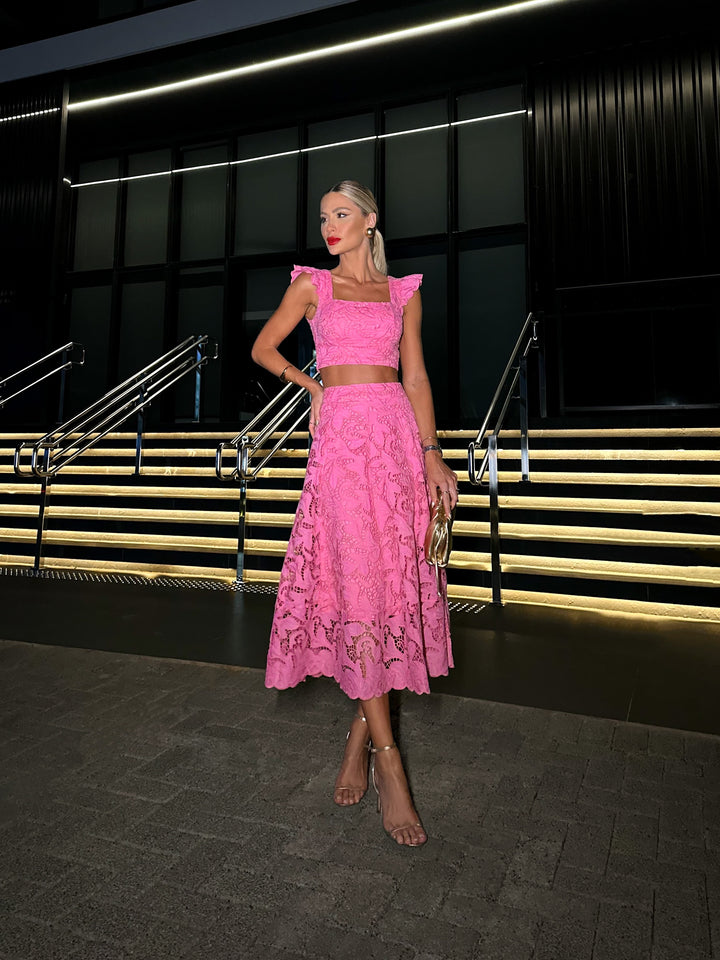 Cropped Set + Pink Lemonade Midi Skirt