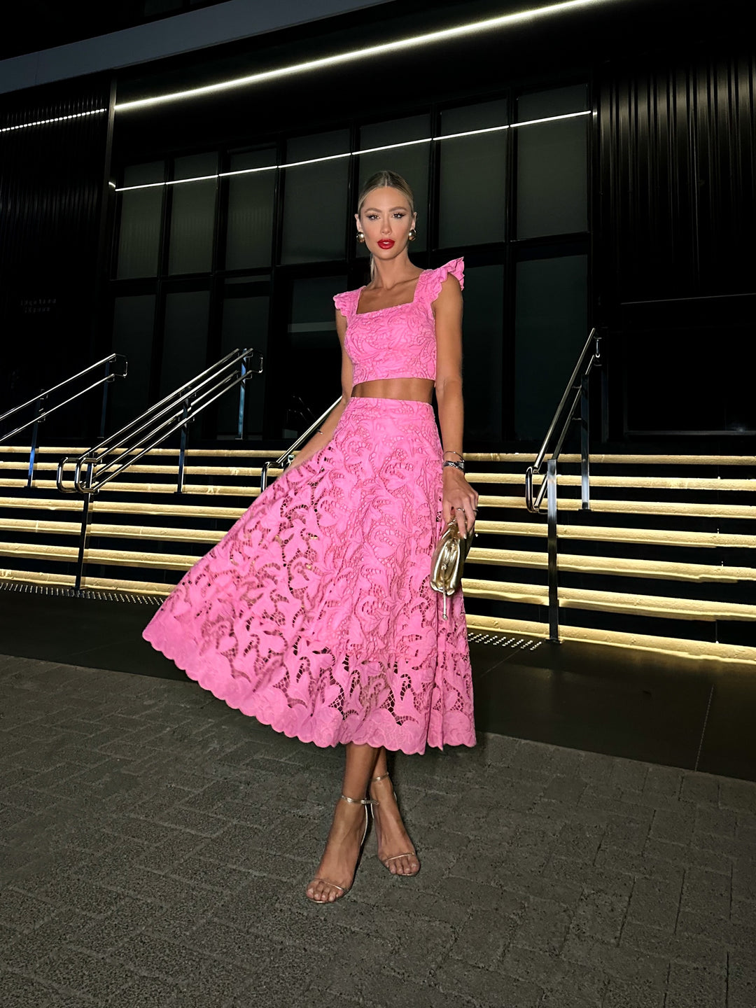Cropped Set + Pink Lemonade Midi Skirt