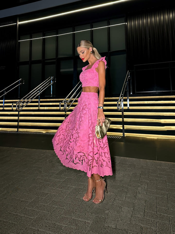 Cropped Set + Pink Lemonade Midi Skirt