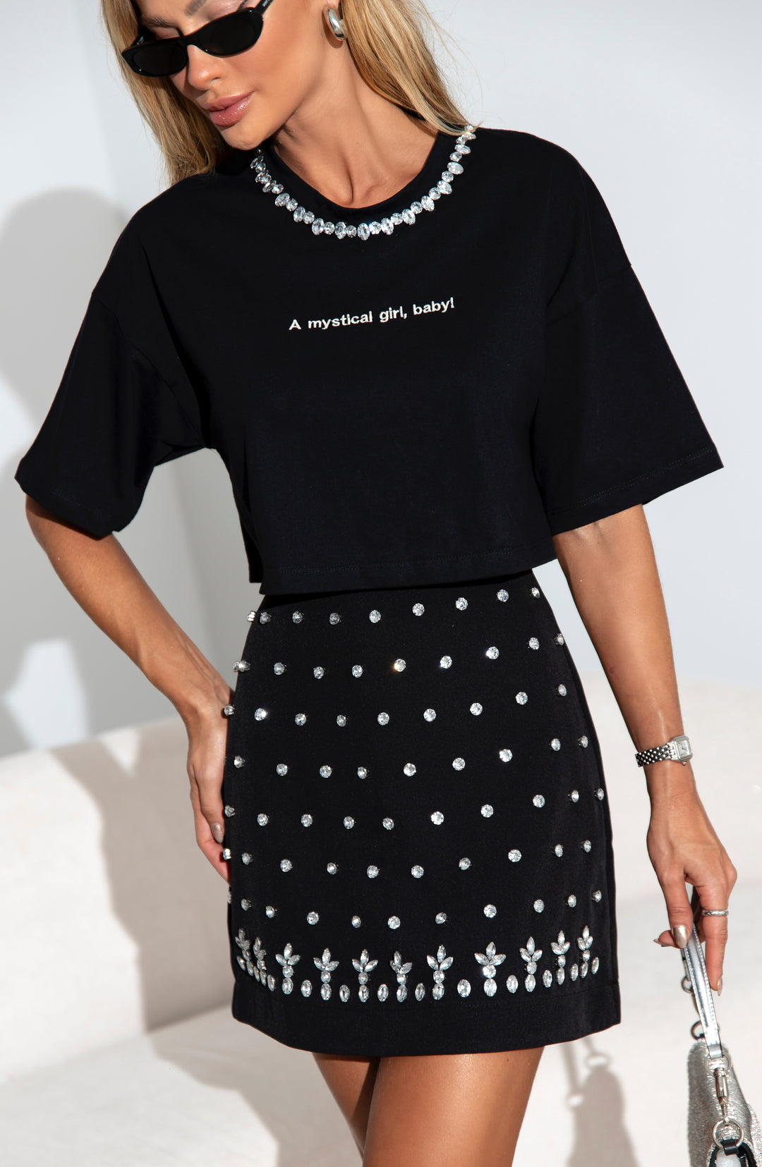 Cropped T-Shirt + Pink Lemonade Skirt Set
