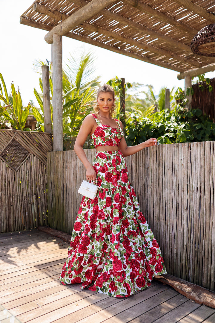 Cropped Set + Long Floral Skirt
