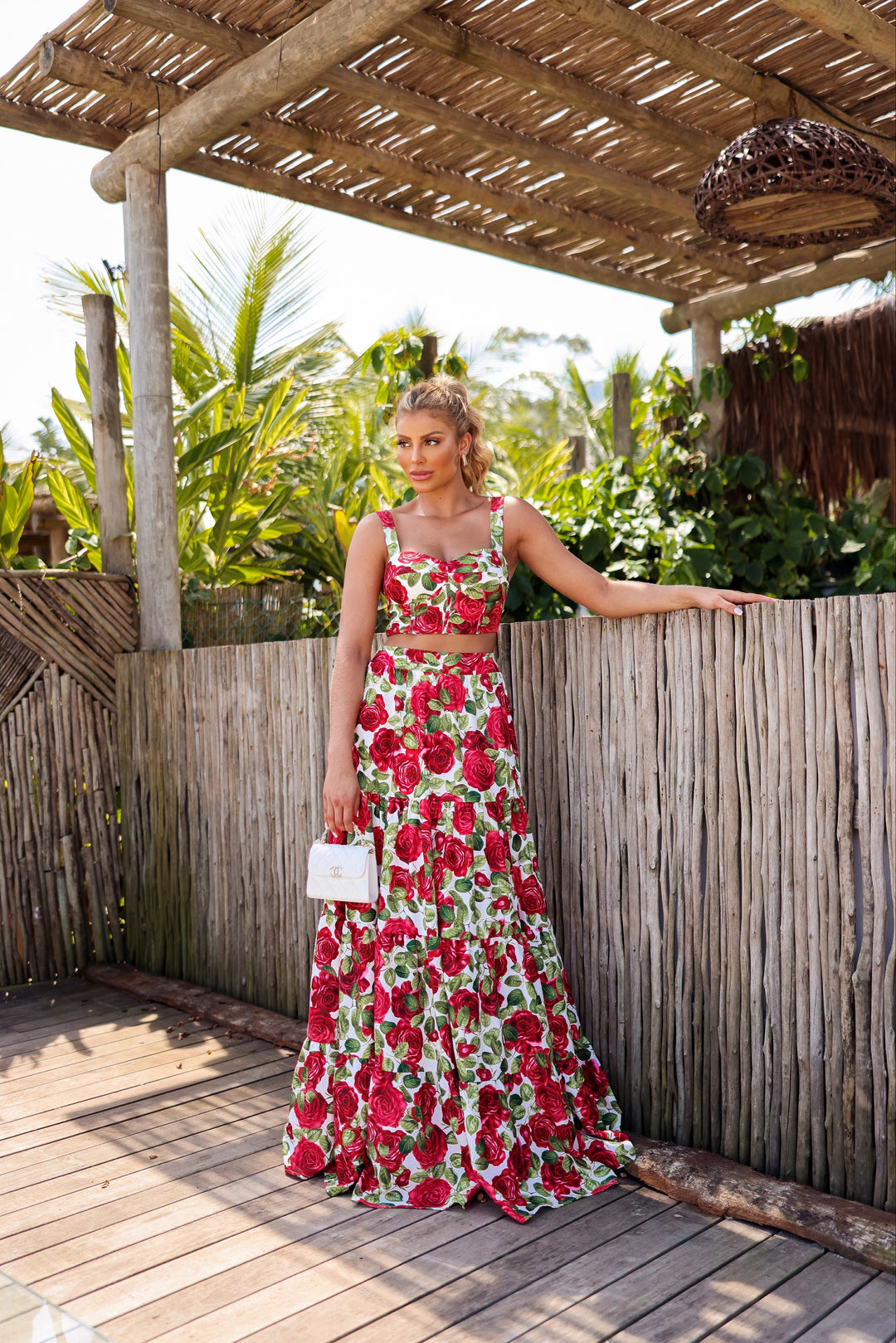 Cropped Set + Long Floral Skirt