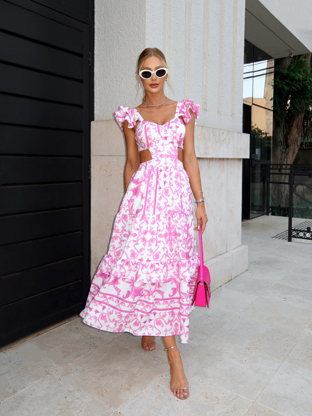 Vestido Midi Cut-Out Limonada Pink