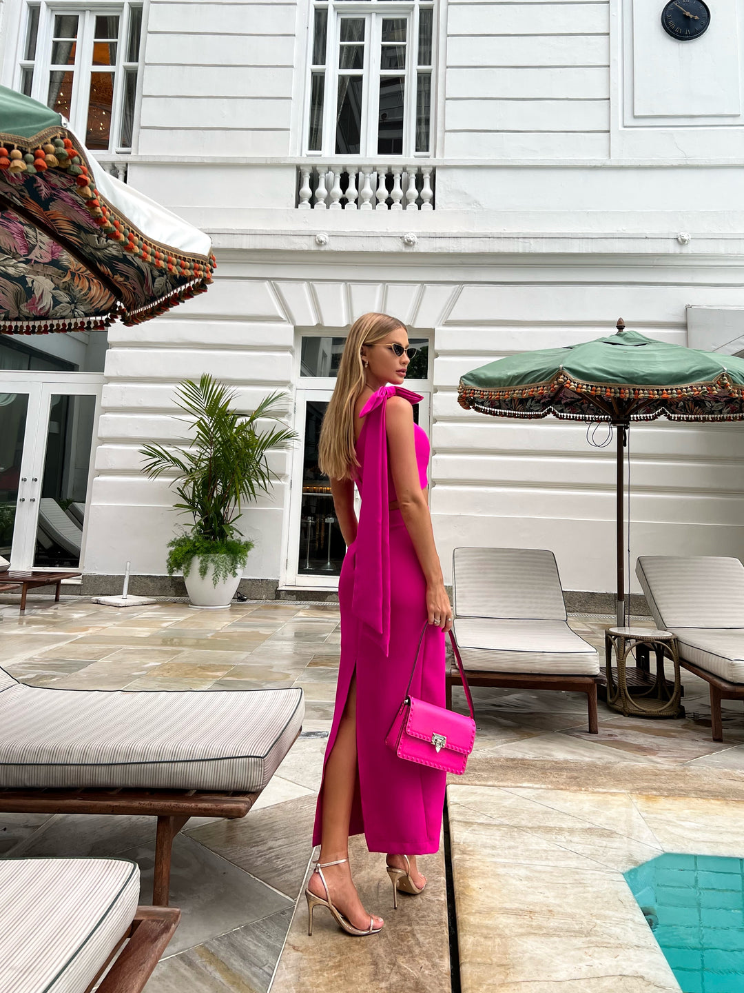Pink Lemonade Asymmetrical Skirt+Cropped Top Set