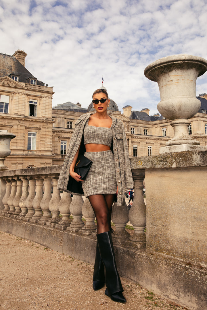 Pink Lemonade Skirt+Cropped Top+Coat Set