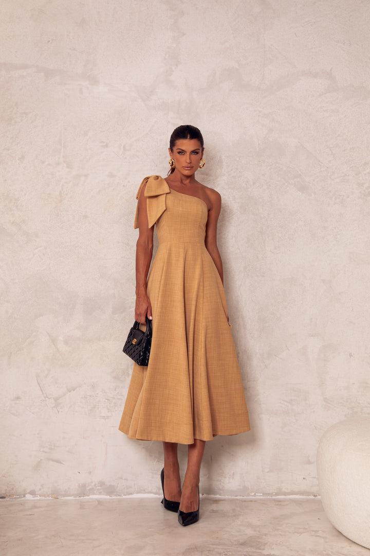 Vestido Midi Decote Assimétrico Limonada Pink