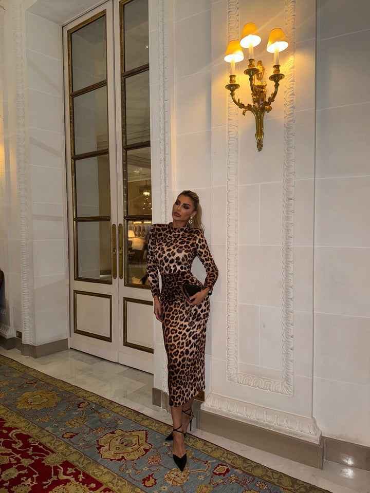 Vestido Midi Animal Print Limonada Pink