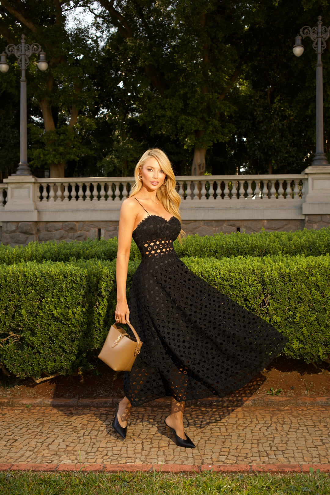 Pink Lemonade Guipure Lace Midi Dress