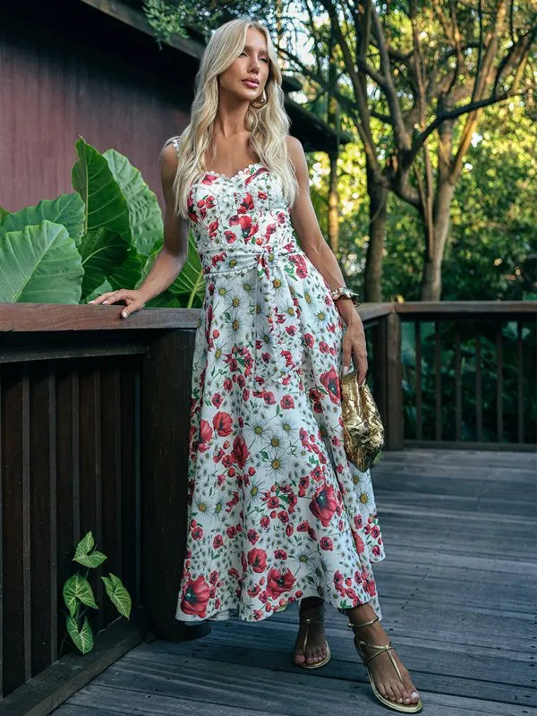 Floral Guipure Lace Midi Dress