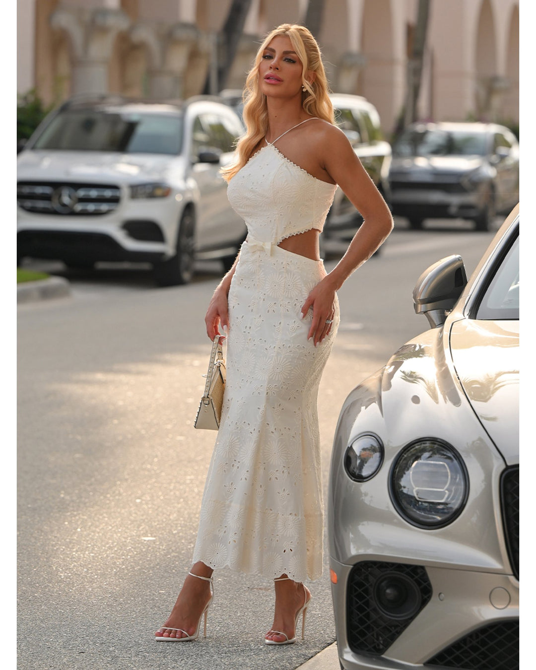 One Shoulder Laise Midi Dress