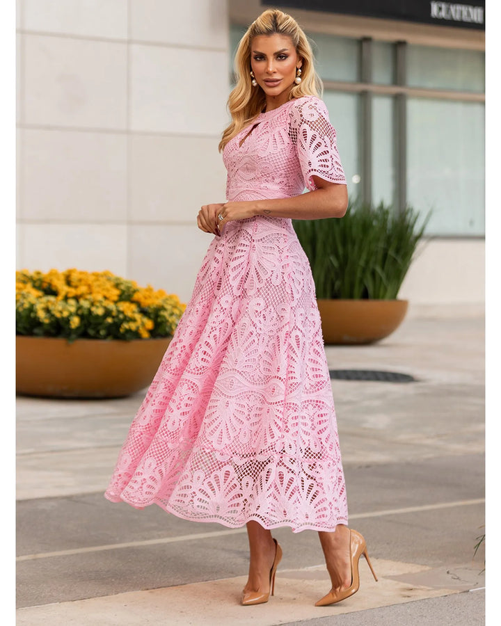 Guipure Lace Midi Dress