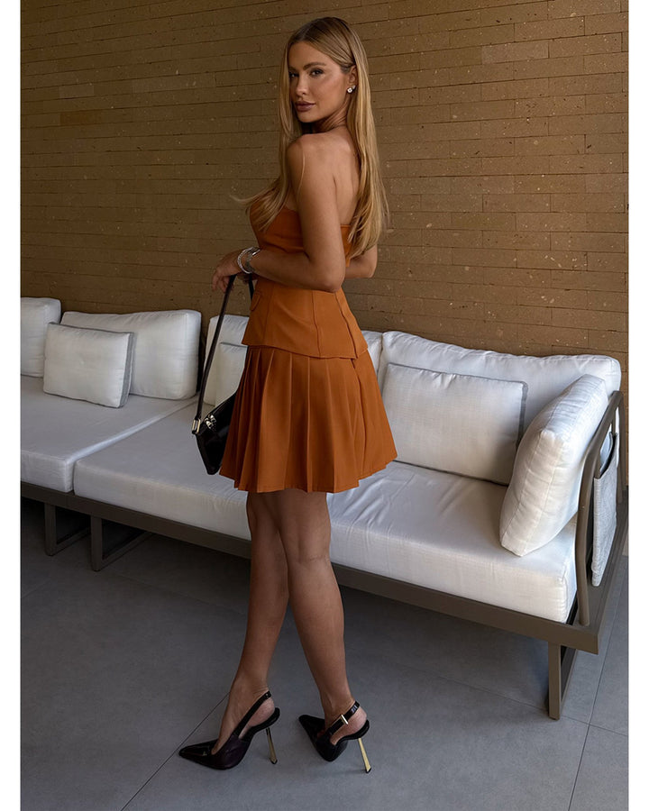 Crepe Skirt + Strapless Blouse Set
