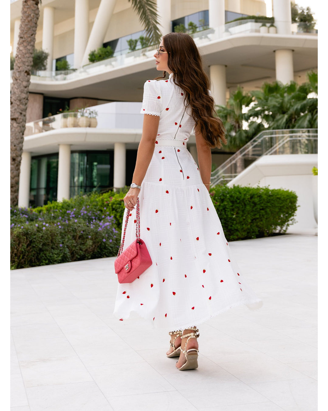 Strawberry Garden Midi Dress