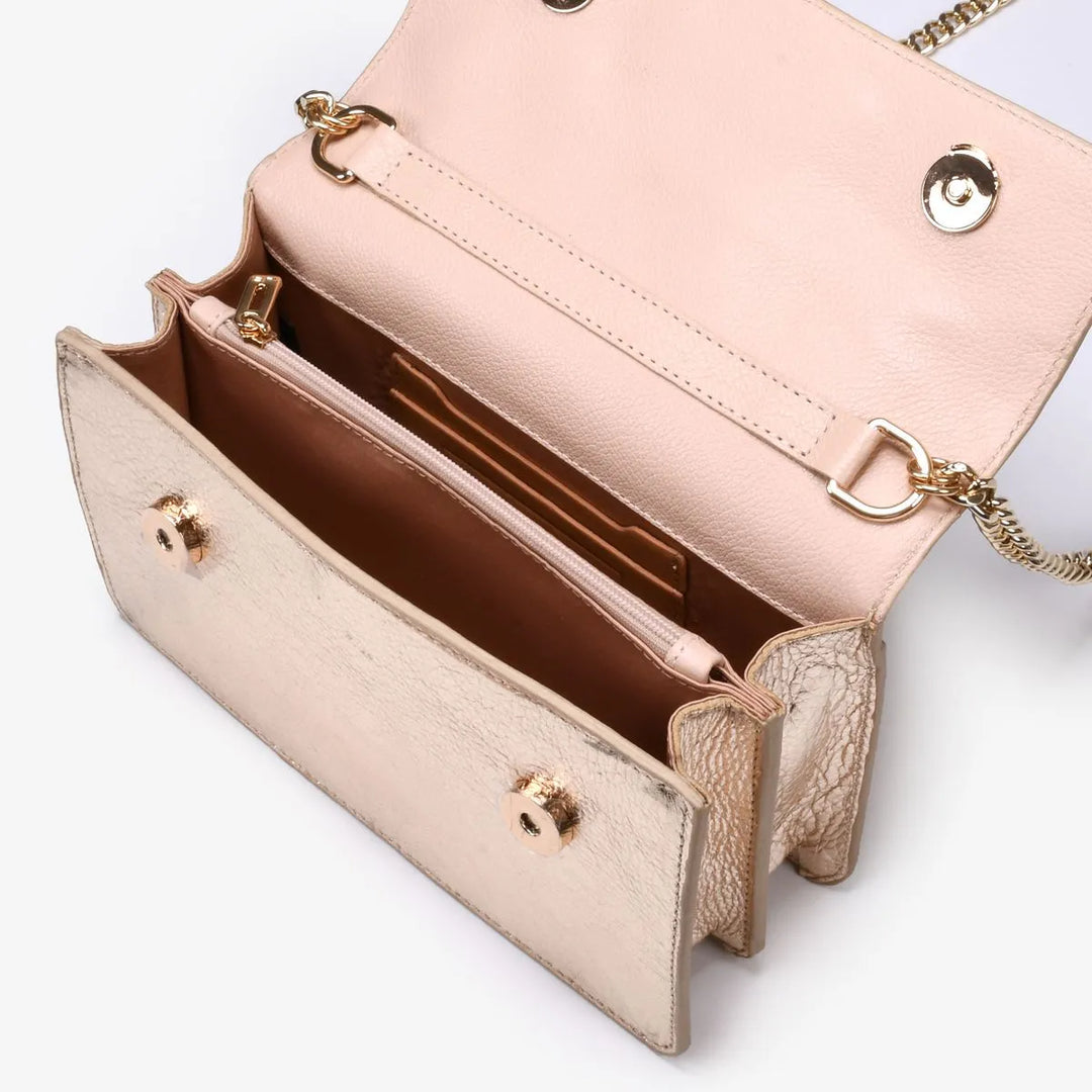 Metallic Leather Shoulder Bag