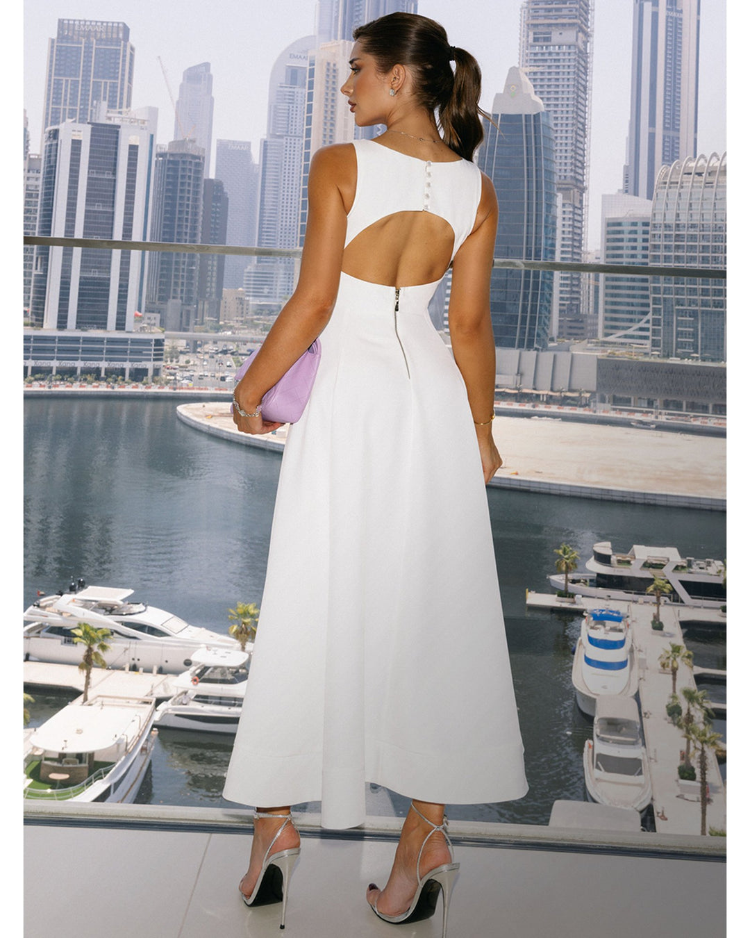 Cutout Back Midi Dress