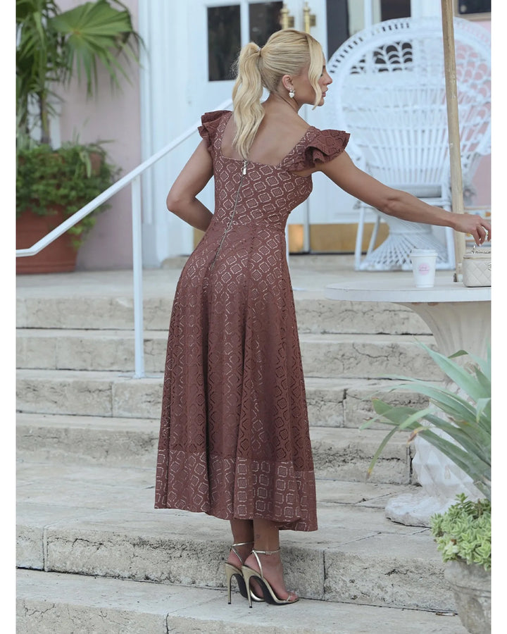 Vestido Midi Renda Chocolate