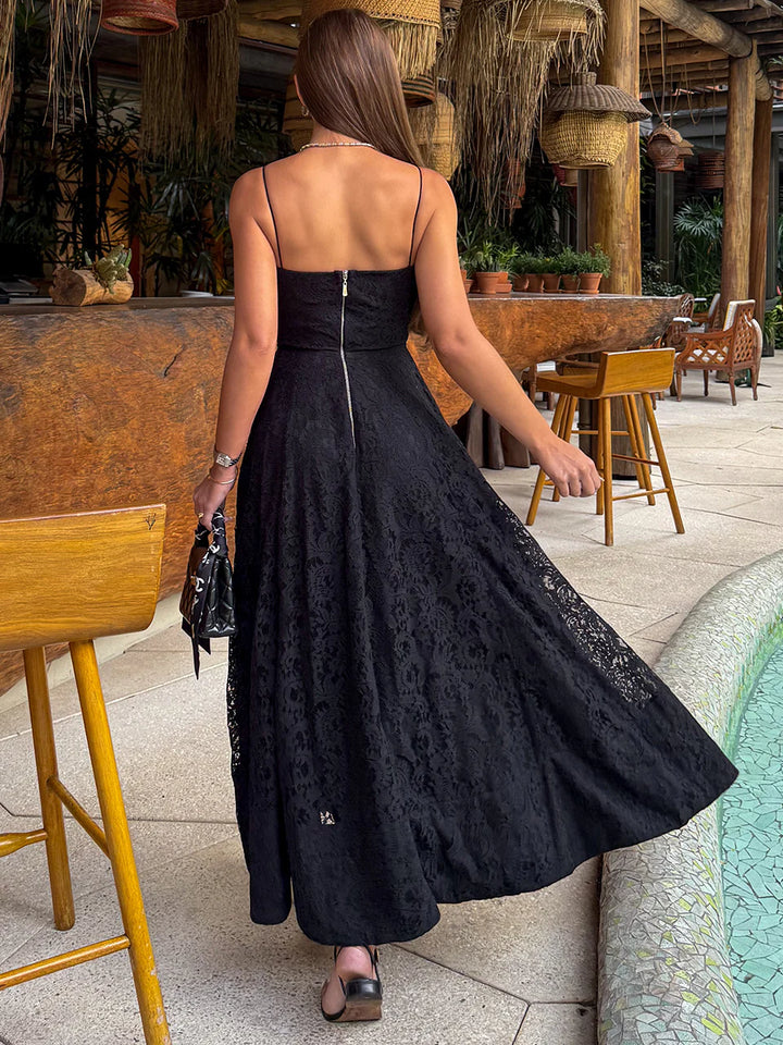 Vestido Midi Renda Notte Nera