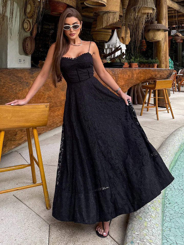 Vestido Midi Renda Notte Nera