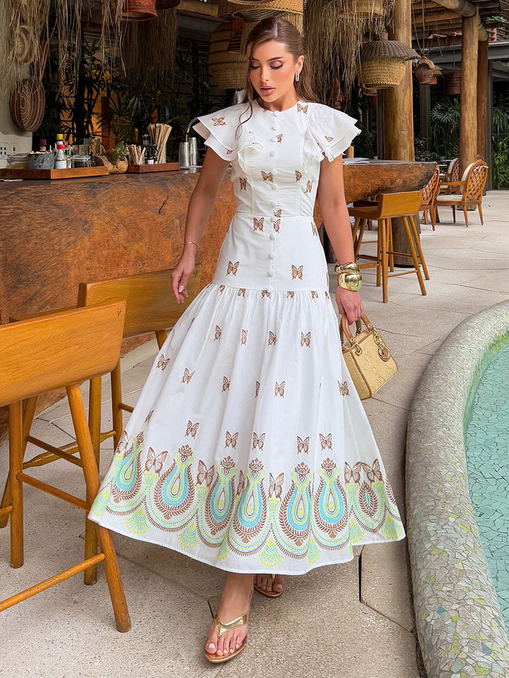 Aurora Embroidered Cambric Midi Dress