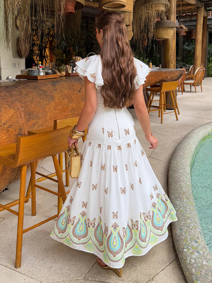 Aurora Embroidered Cambric Midi Dress