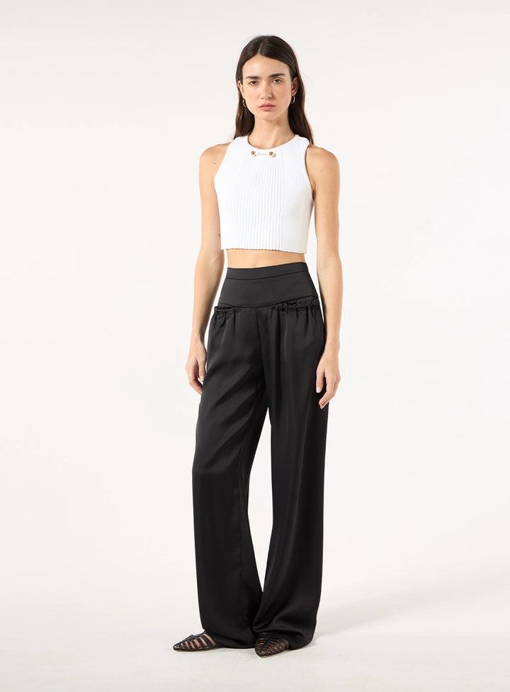 Satin Straight-Leg Trousers