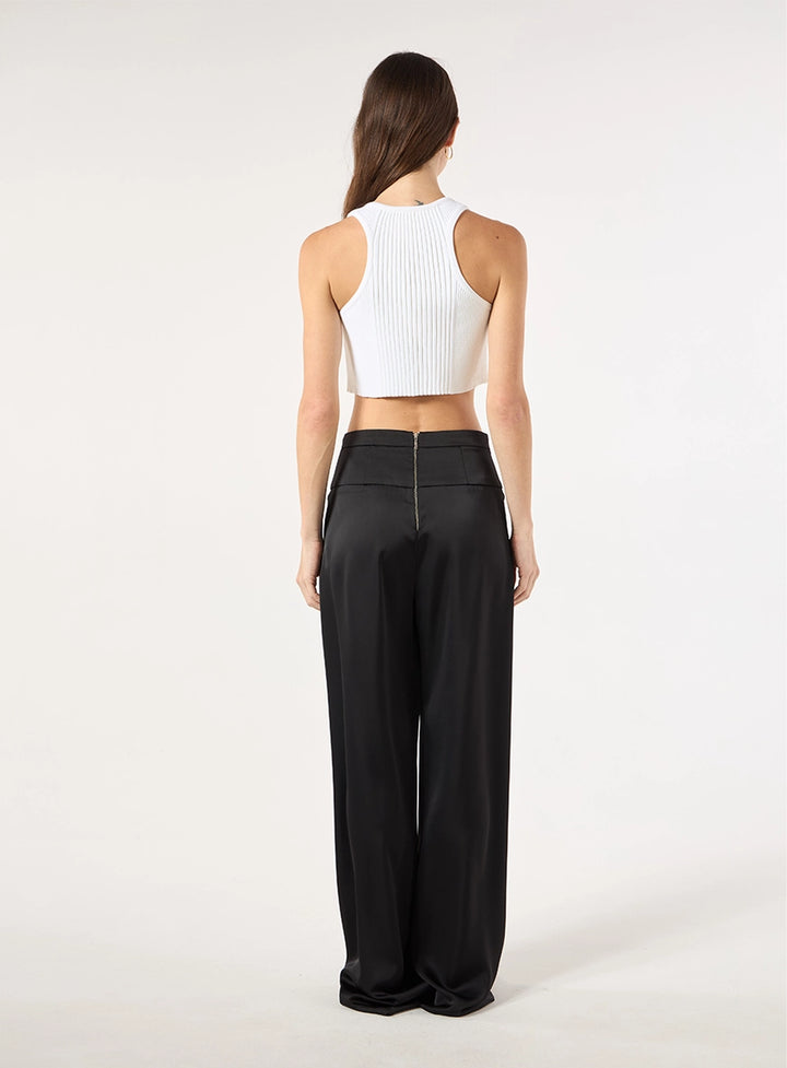 Satin Straight-Leg Trousers