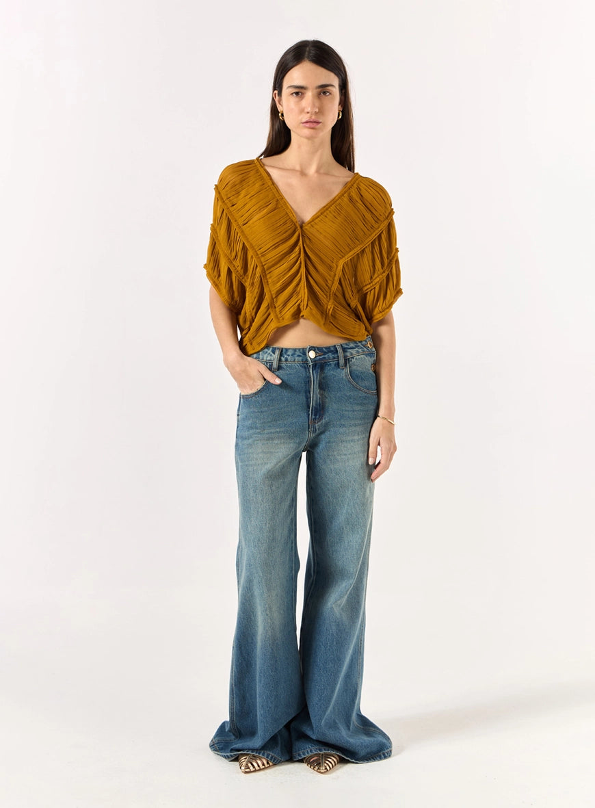 Calça Jeans Palazzo