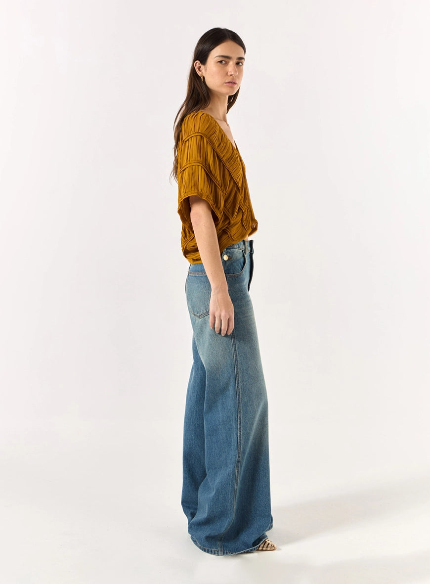 Calça Jeans Palazzo