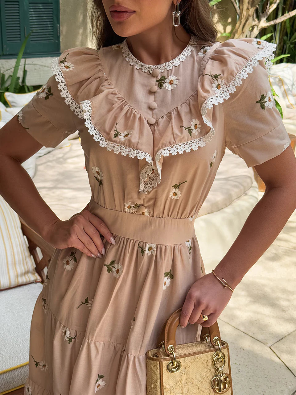 Daisy Embroidered Cambric Midi Dress